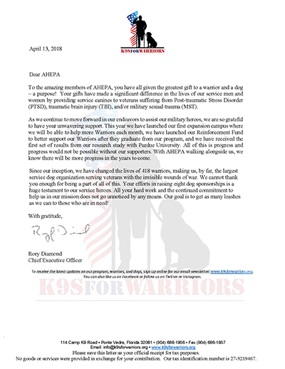 AHEPA Service Dogs for Warriors